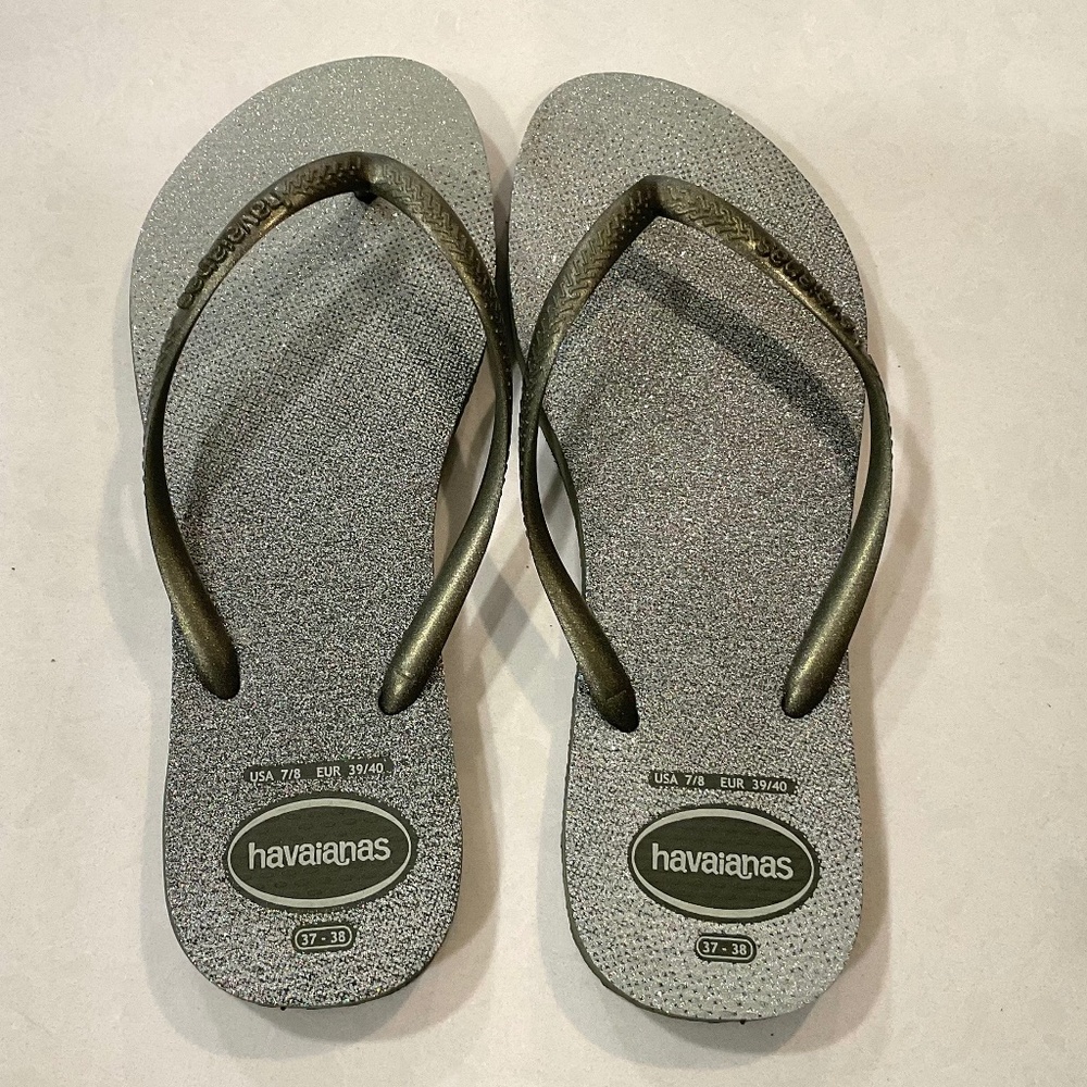 HAVAIANAS Sparkling Slim Flip Flop Size 7/8 NEW